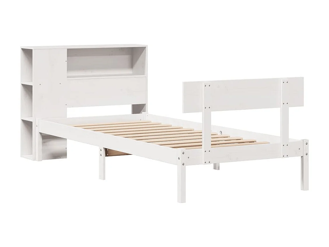 Lit bibliothèque sans matelas blanc 100x200 cm bois pin massif