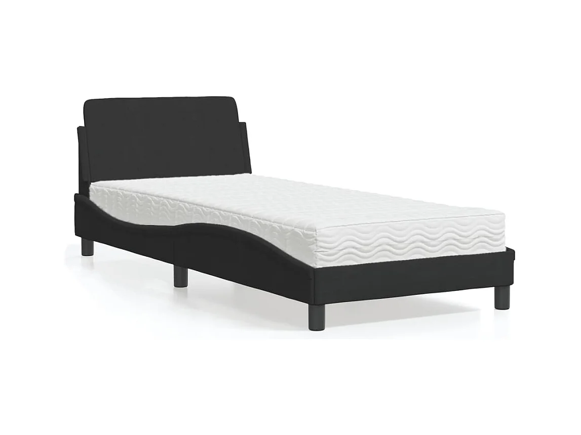 Lit avec matelas noir 90x200 cm velours