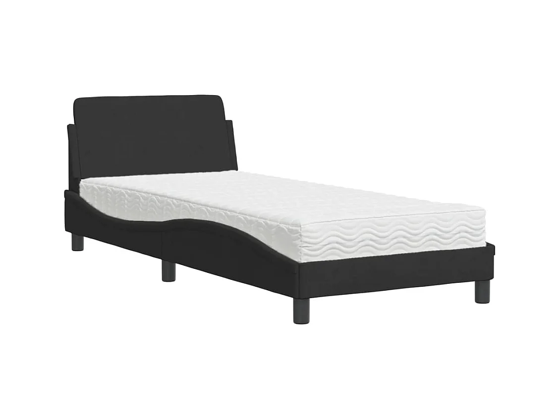 Lit avec matelas noir 90x200 cm velours