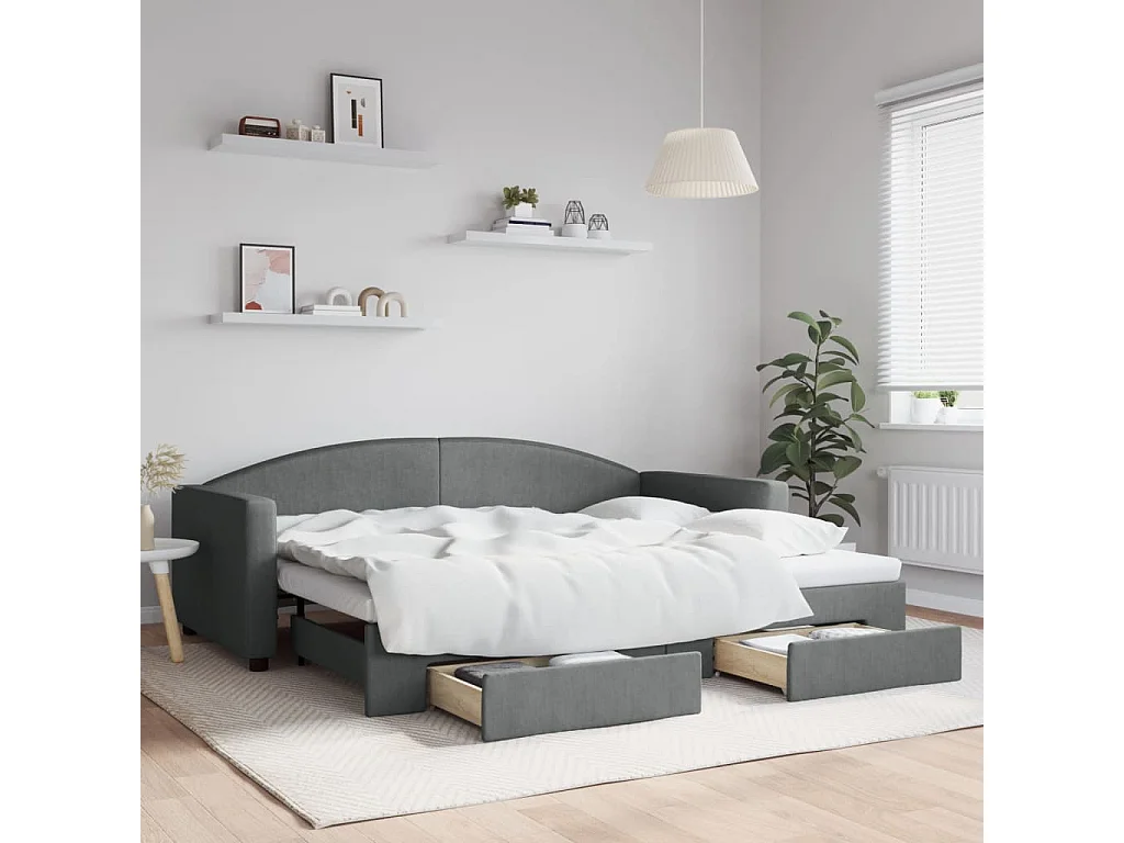 Cama de día con nido y cajones sin colchón 90x200 cm