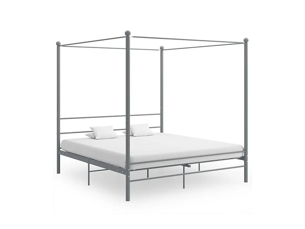 Struttura letto a baldacchino senza materasso in metallo grigio 180x200 cm