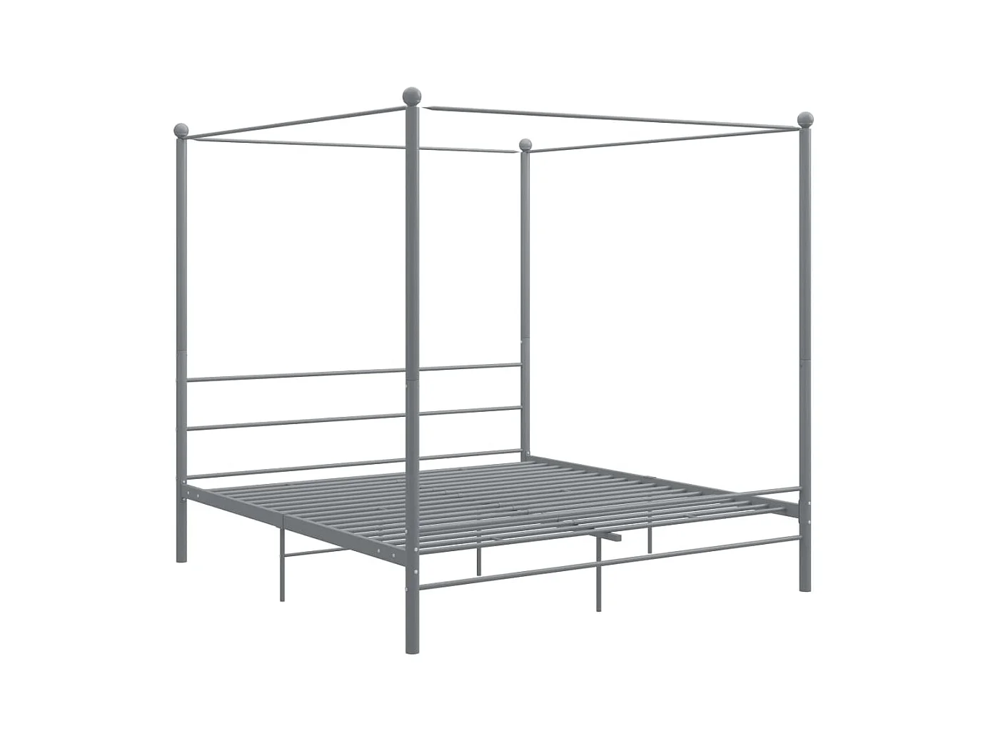 Struttura letto a baldacchino senza materasso in metallo grigio 180x200 cm