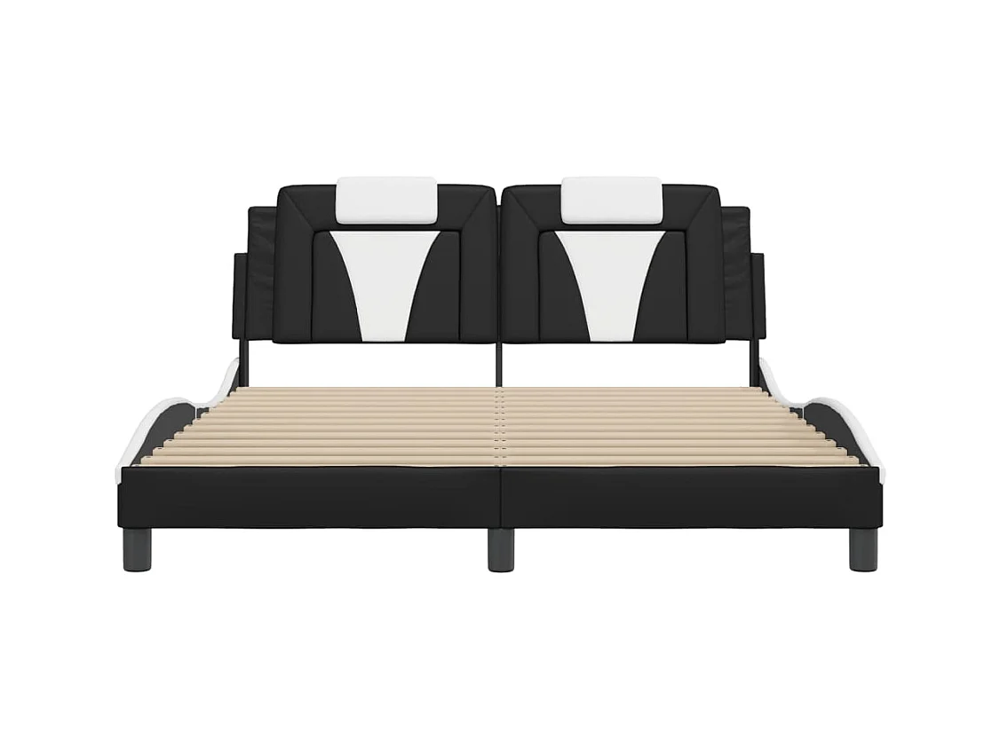 Cadre de lit sans matelas noir et blanc 160x200 cm similicuir