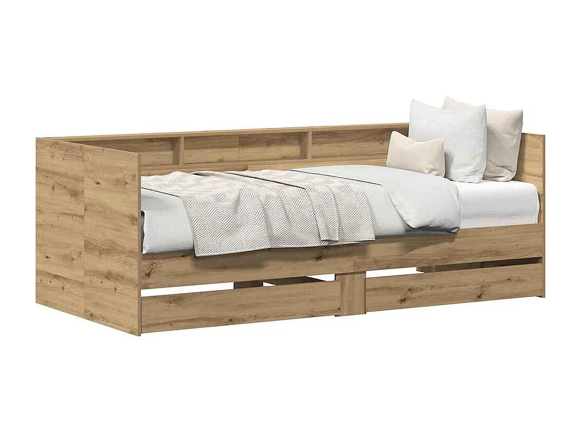 Dagbedframe met lades, handgemaakt eikenhout, 75 x 190 cm