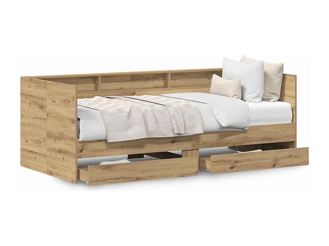 Dagbedframe met lades, handgemaakt eikenhout, 75 x 190 cm