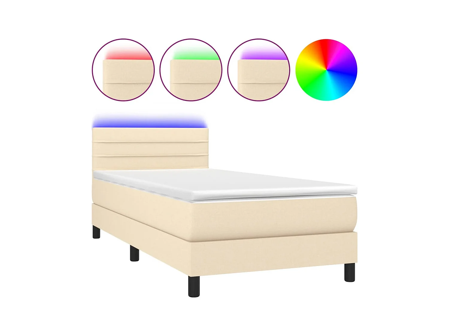 Lattenbodem met LED-matras Crème 80x200 cm Stof