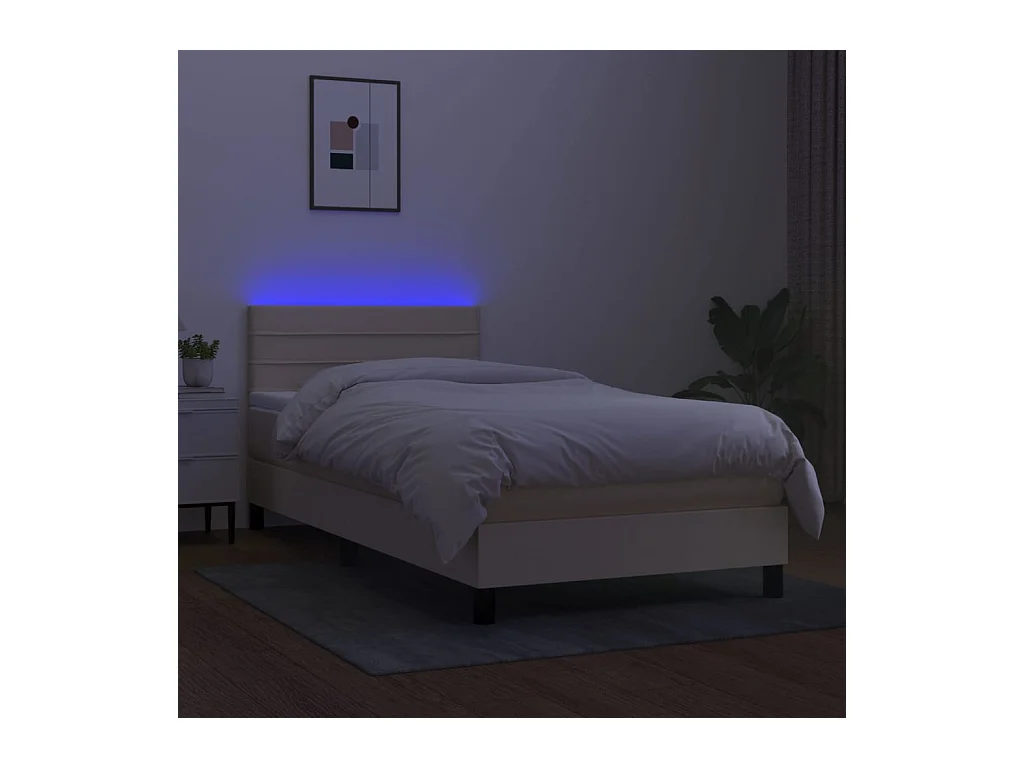 Lattenbodem met LED-matras Crème 80x200 cm Stof