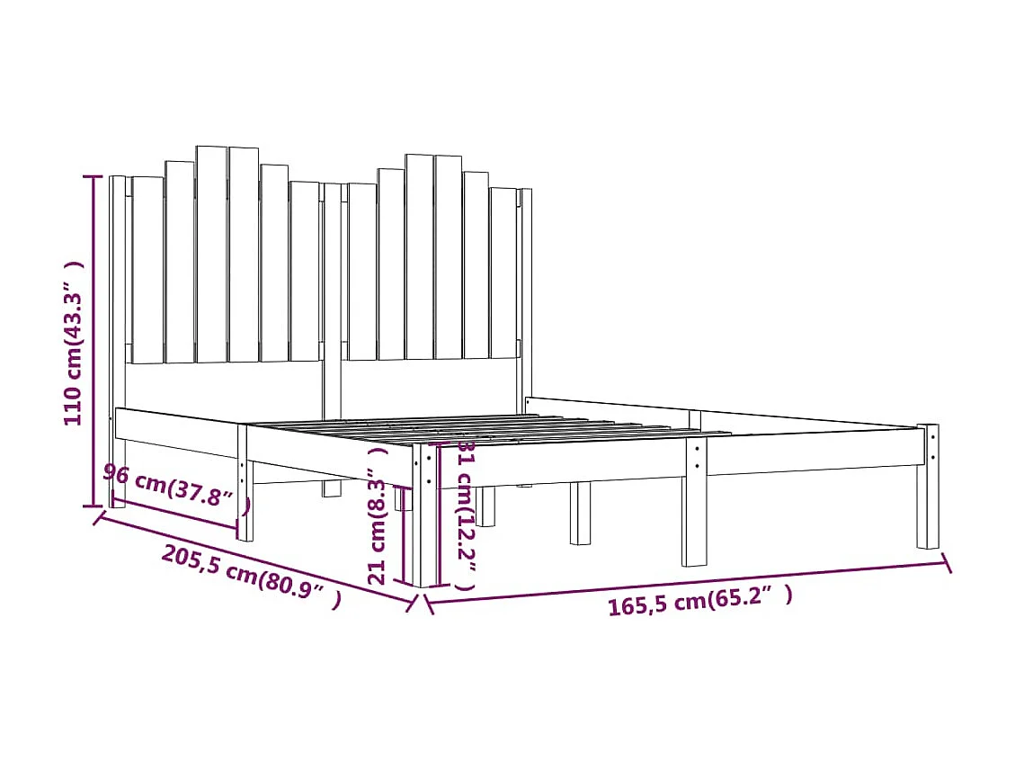 Cadre de lit Bois de pin massif 160x200 cm
