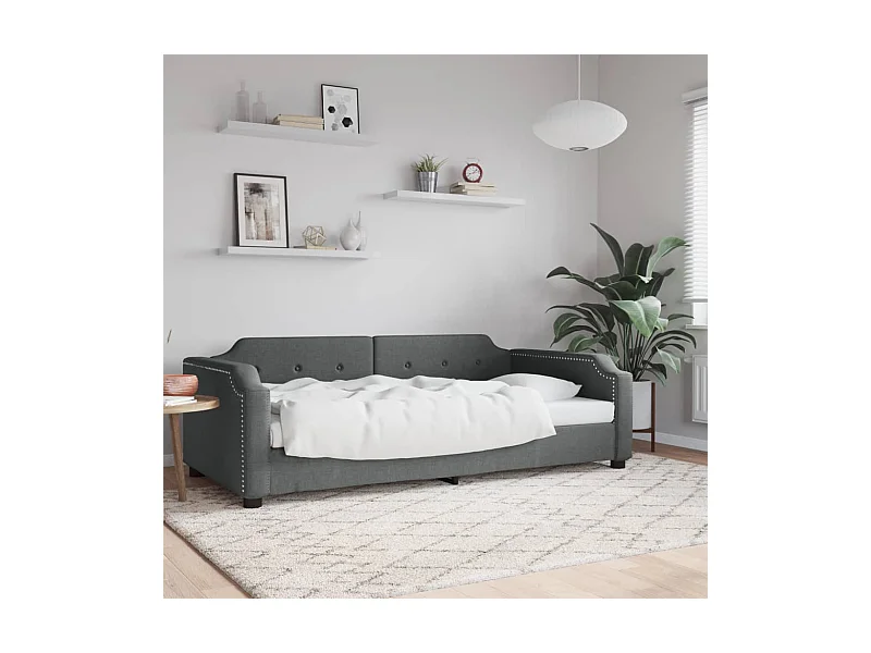 Dunkelgraues Tagesbett 100x200 cm Stoff