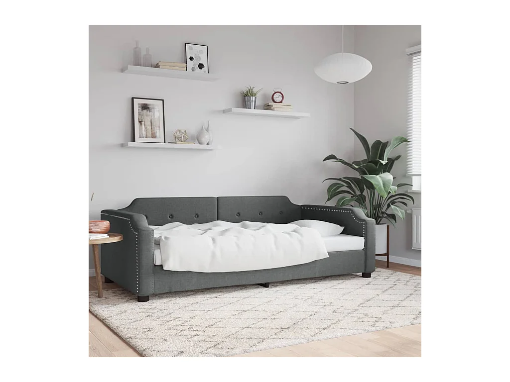 Lit de repos gris foncé 100x200 cm tissu
