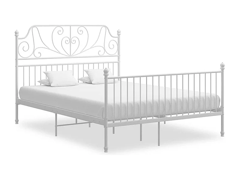Bedframe en hoofdbord zonder matras wit 160x200 cm metaal