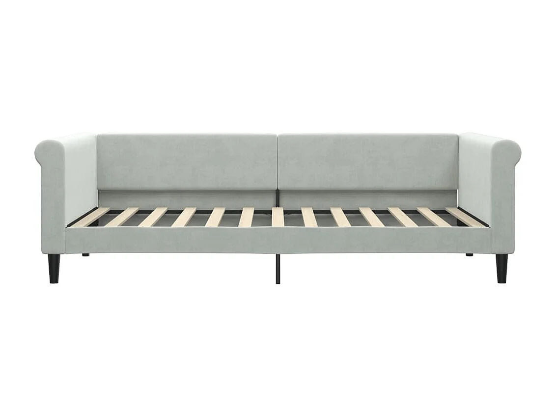 Lit de jour avec matelas gris clair 90x200 cm velours