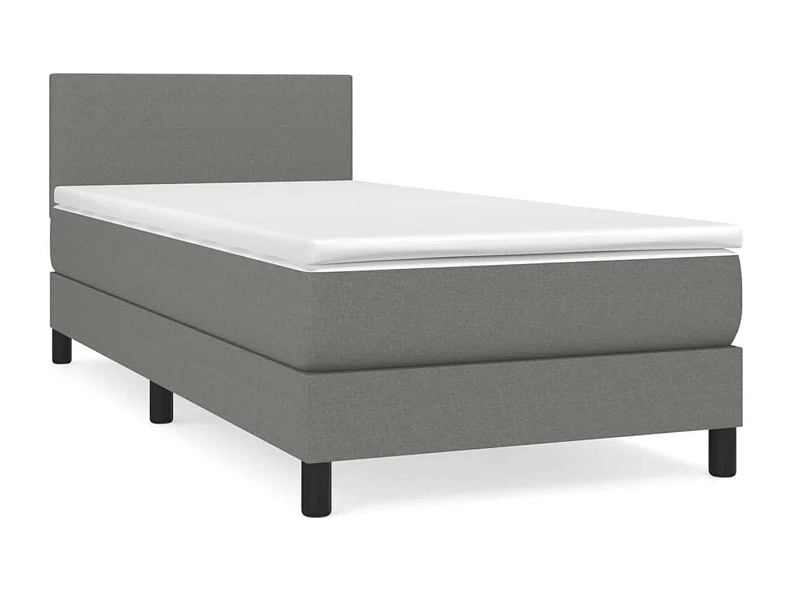 Sommier à lattes de lit avec matelas Gris foncé 100x200cm Tissu