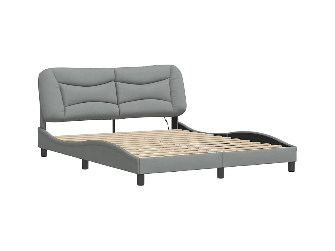 Struttura letto con LED senza materasso grigio chiaro tessuto 160x200 cm