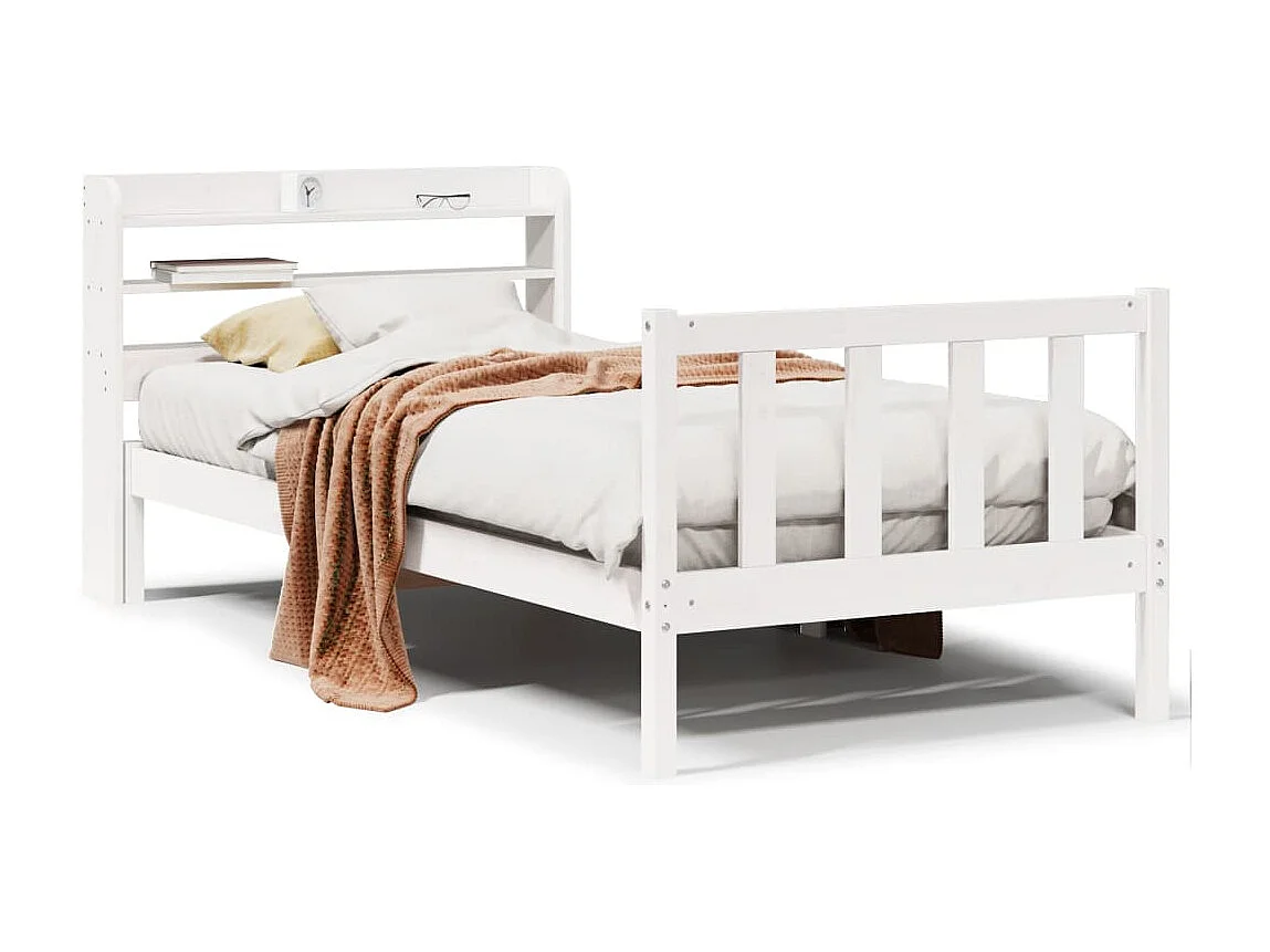 Struttura letto senza materasso bianco 90x190 cm in legno massello di pino