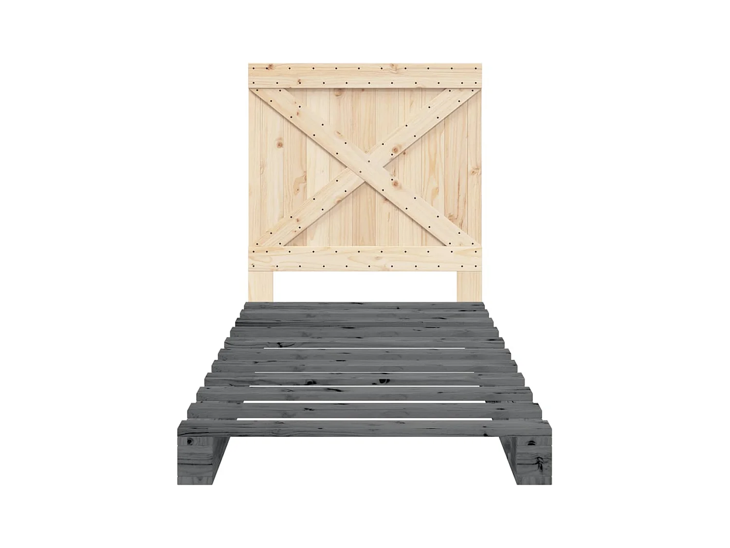 Cadre de lit sans matelas gris 90x200 cm bois de pin massif