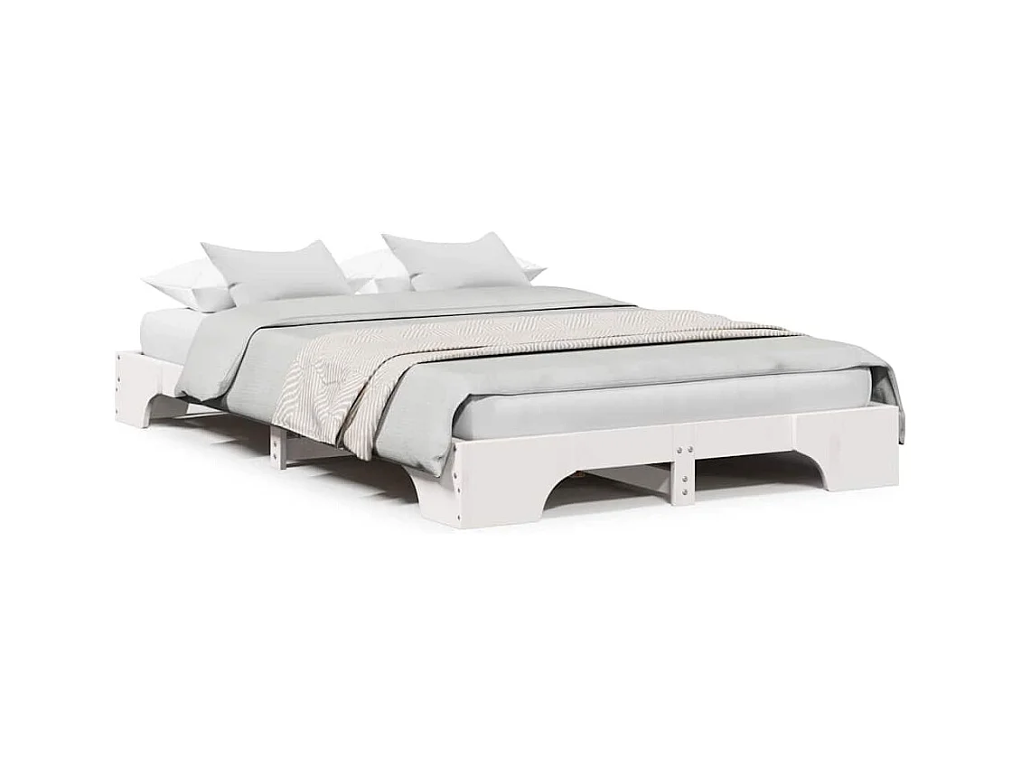 Estructura de cama blanca 135 x 190 cm Madera maciza de pino