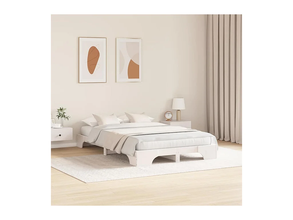 Estructura de cama blanca 135 x 190 cm Madera maciza de pino