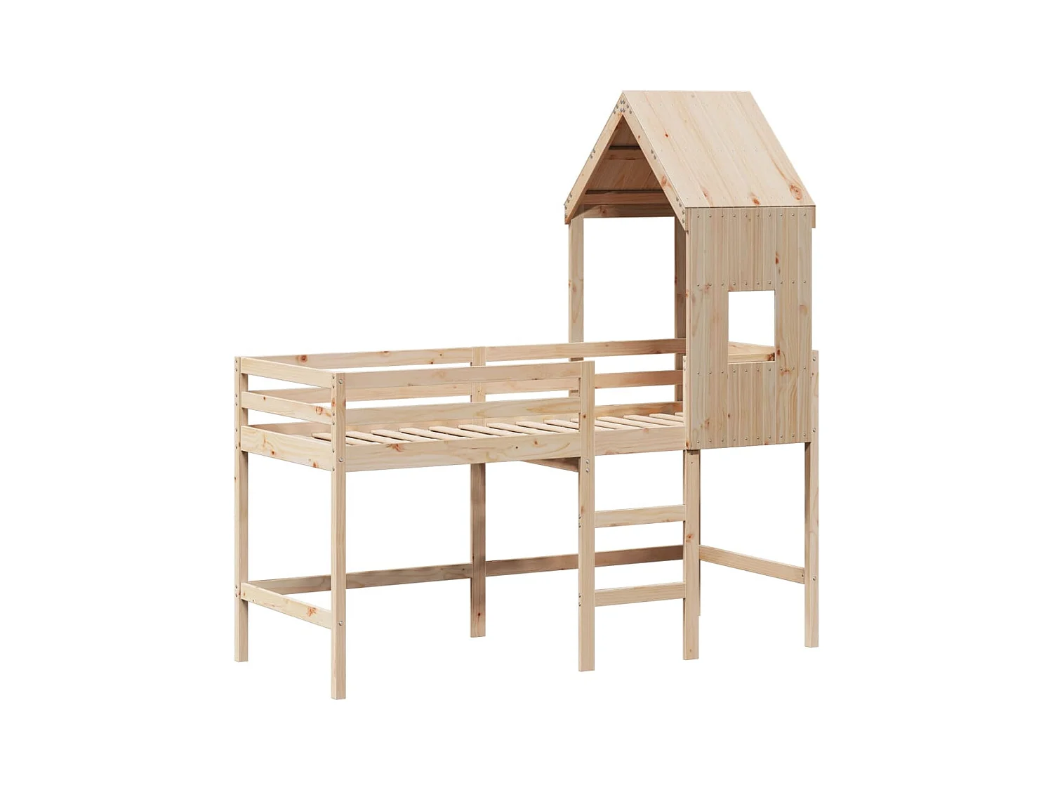 Etagenbett mit Leiter und Dach ohne Matratze 90x200 cm