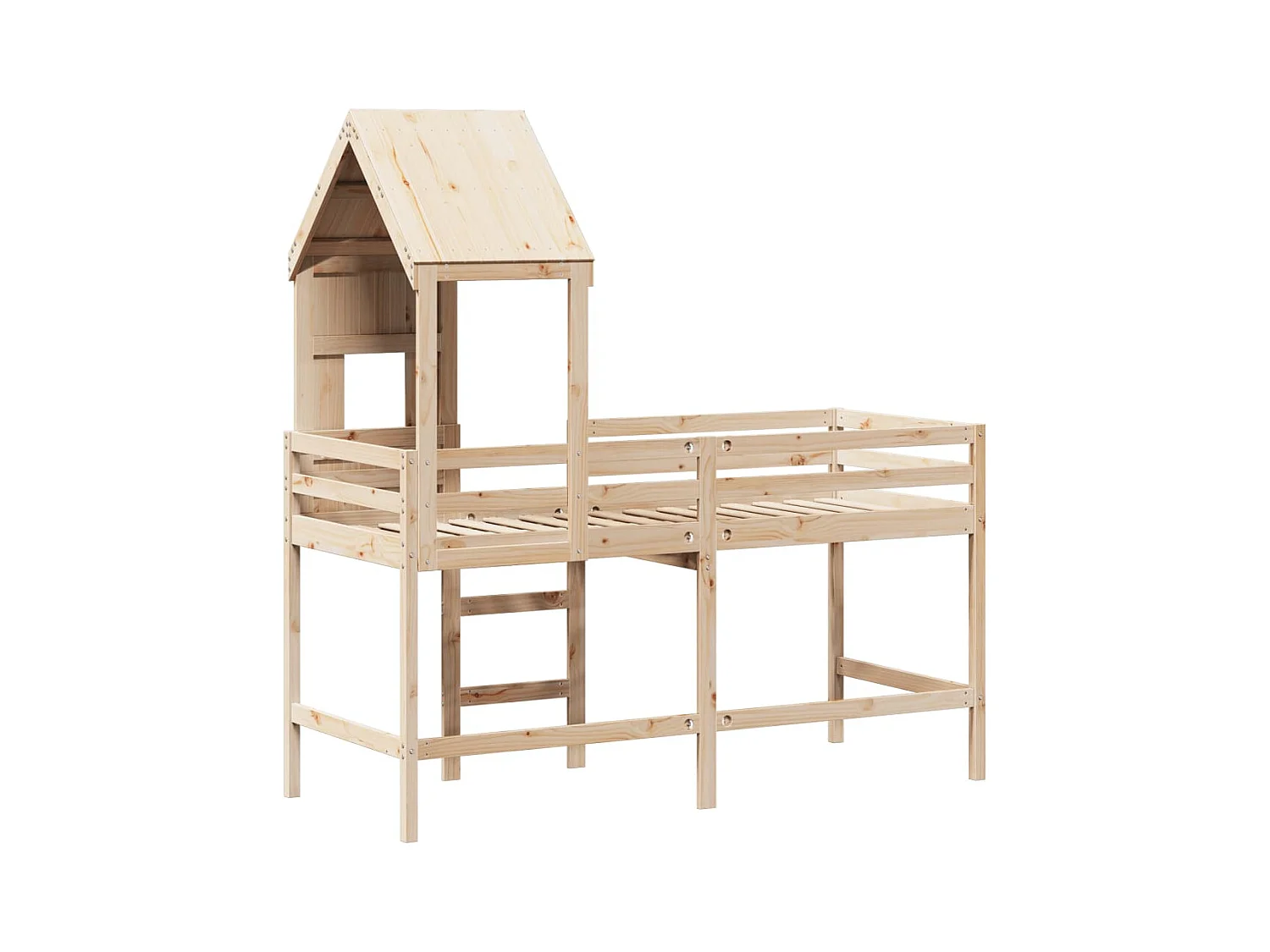 Etagenbett mit Leiter und Dach ohne Matratze 90x200 cm