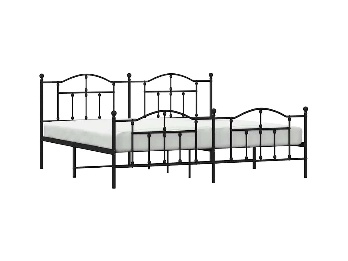 Struttura letto in metallo senza materasso con pediera nera 200x200cm