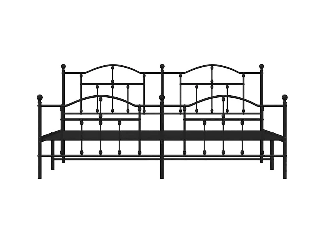 Struttura letto in metallo senza materasso con pediera nera 200x200cm