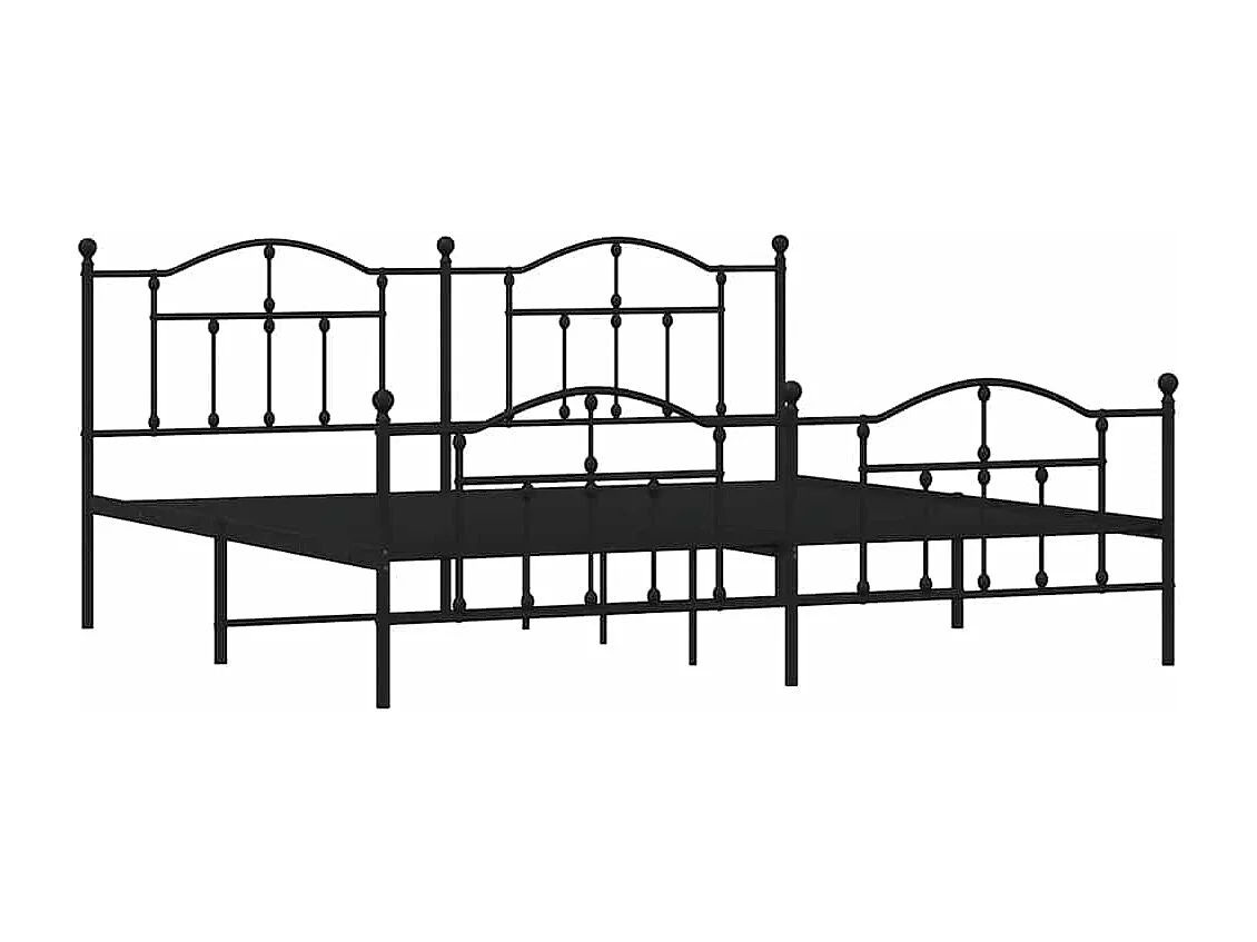 Cadre de lit métal sans matelas avec pied de lit noir 200x200cm
