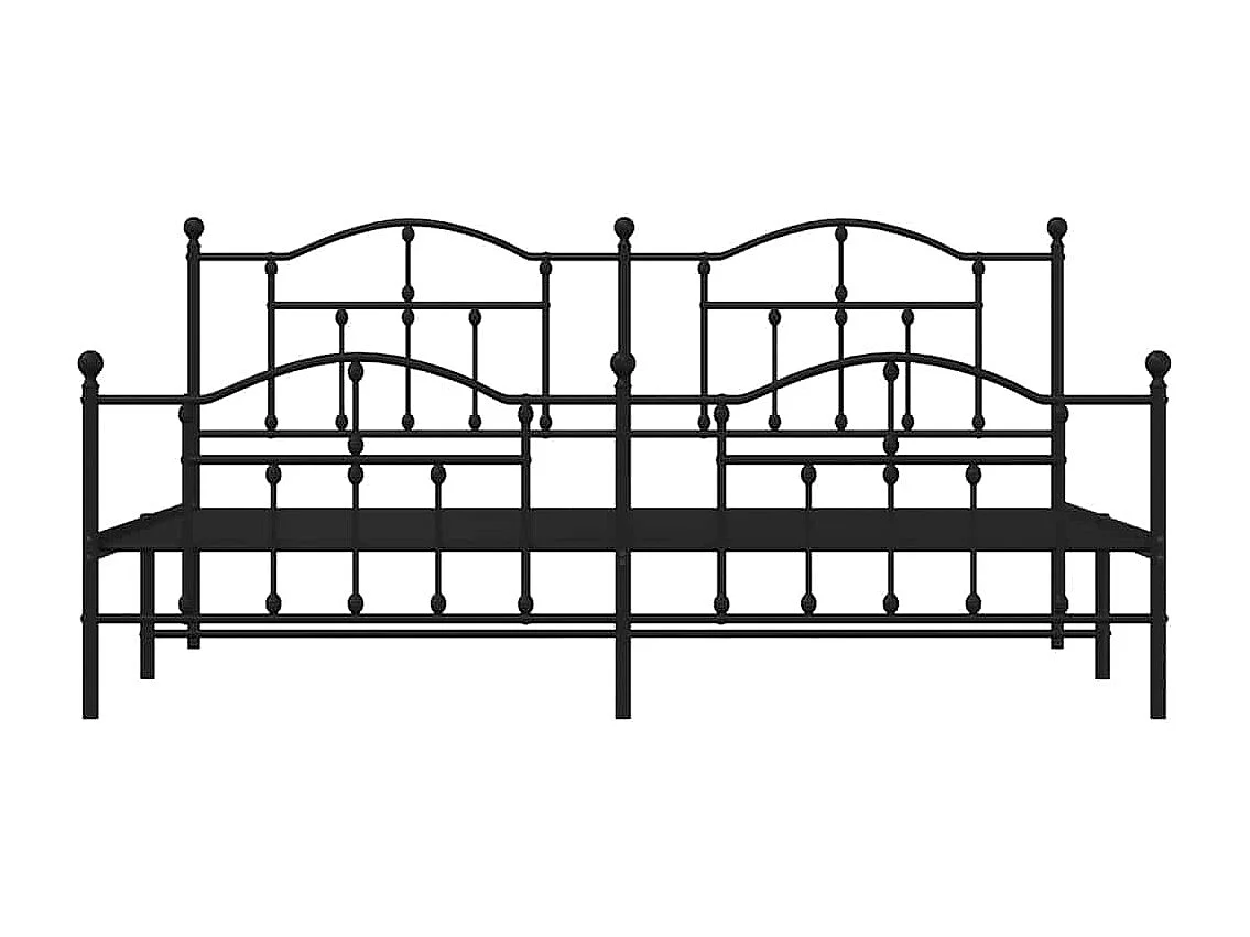 Cadre de lit métal sans matelas avec pied de lit noir 200x200cm