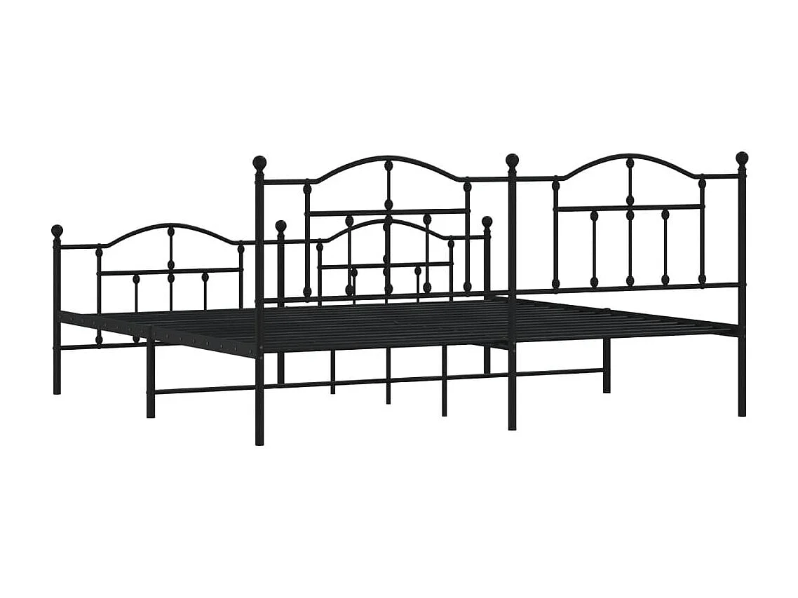 Cadre de lit métal sans matelas avec pied de lit noir 200x200cm