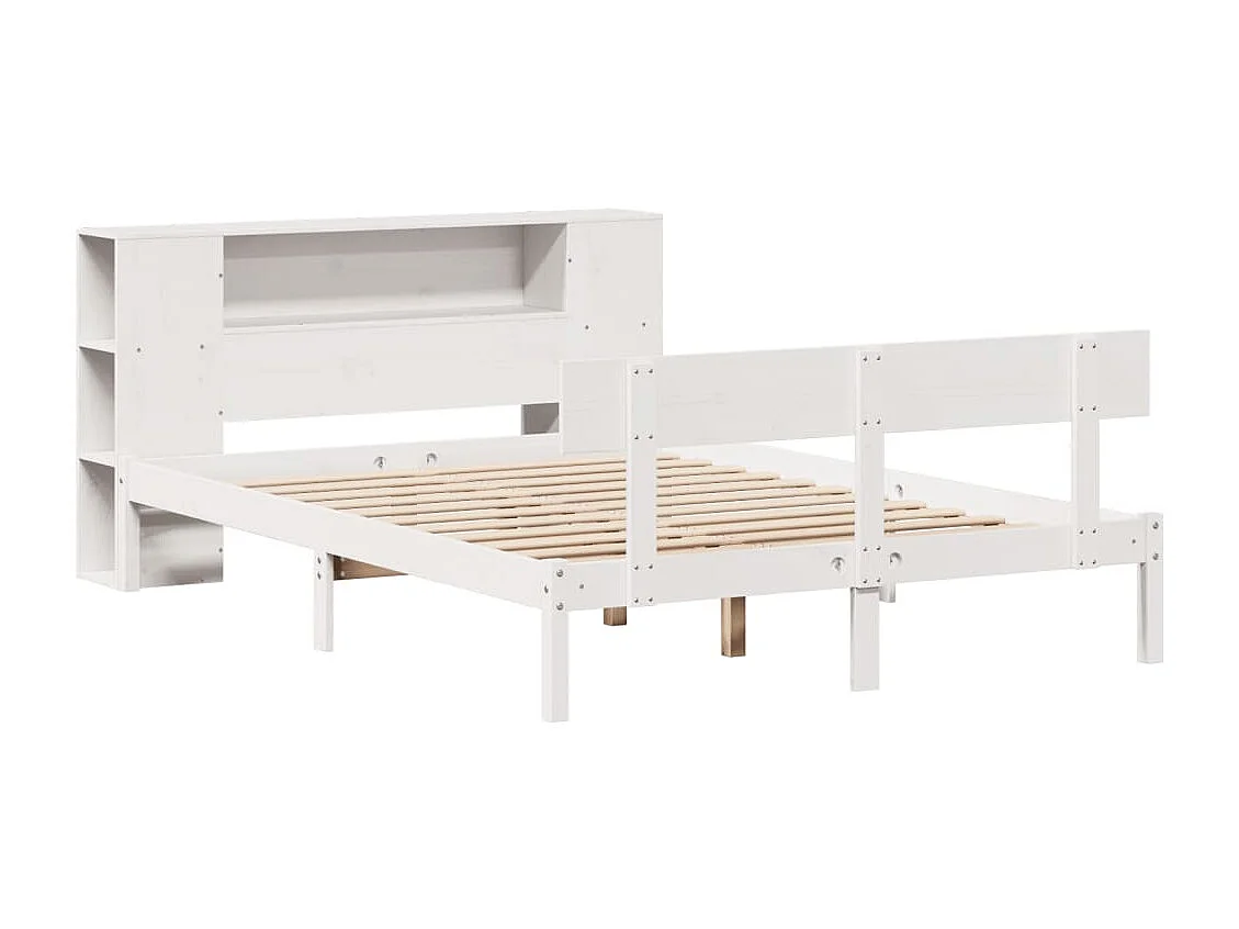 Bibliotheekbed zonder matras wit 120x190 cm massief grenenhout