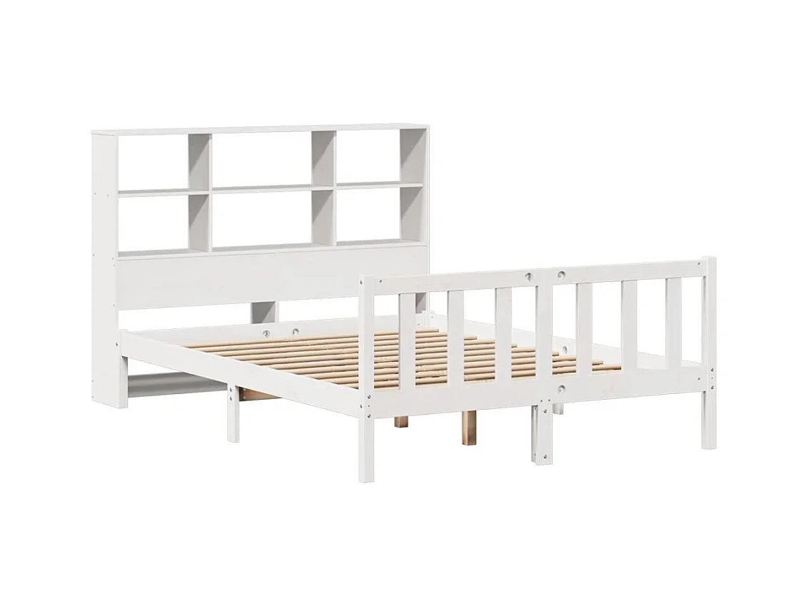 Letto libreria bianco senza materasso 160x200 cm in legno massello di pino