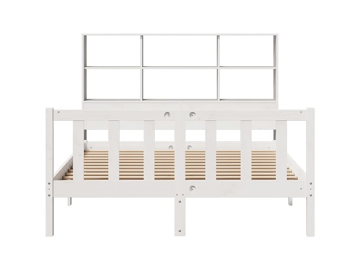 Letto libreria bianco senza materasso 160x200 cm in legno massello di pino