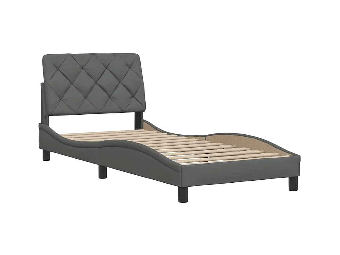 Struttura letto grigio scuro senza materasso 90x190 cm tessuto