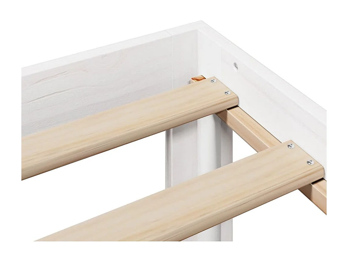 Lit bibliothèque sans matelas blanc 160x200 cm bois pin massif