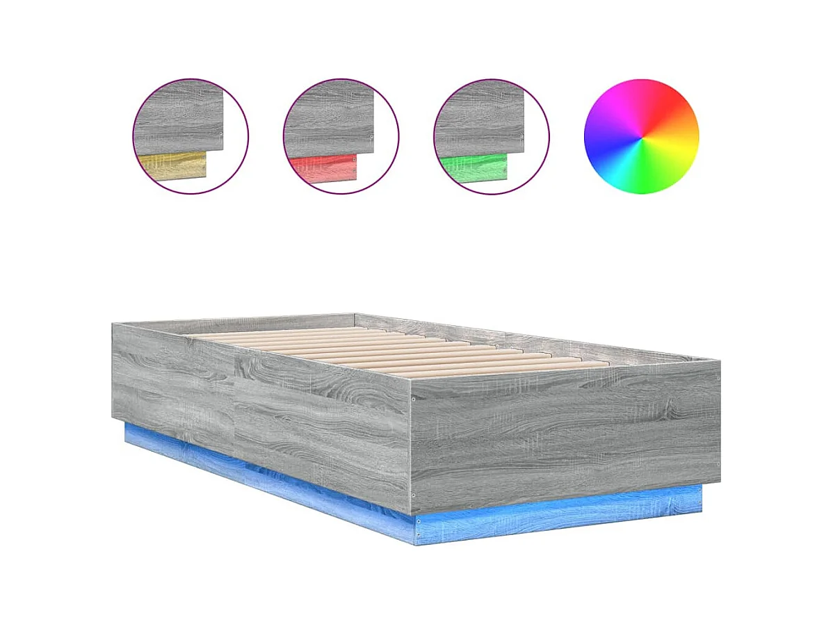 Bedframe met LED zonder matras Sonoma grijs 100x200 cm