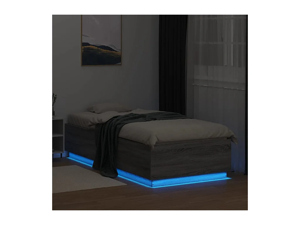 Bedframe met LED zonder matras Sonoma grijs 100x200 cm