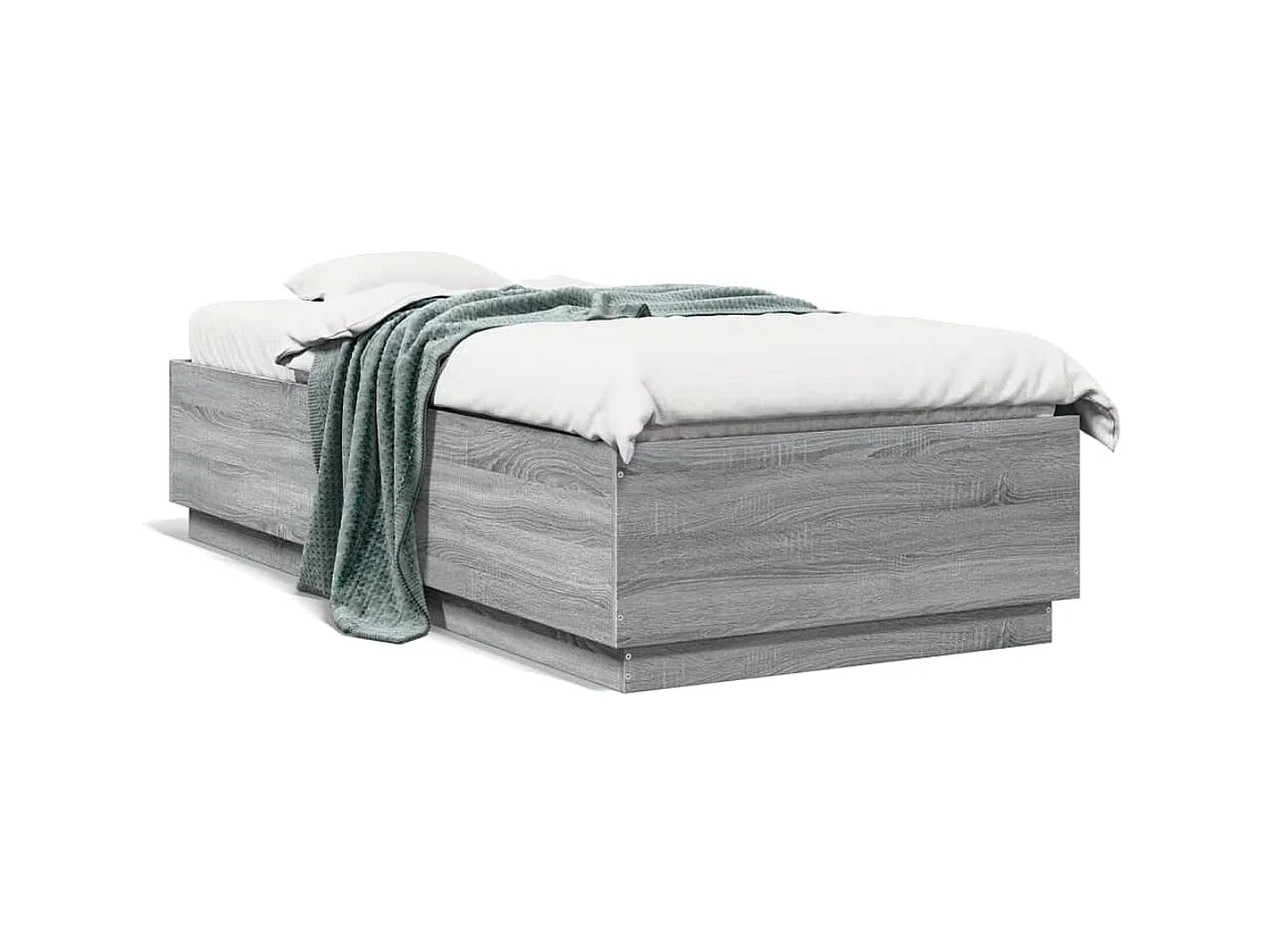 Bedframe met LED zonder matras Sonoma grijs 100x200 cm