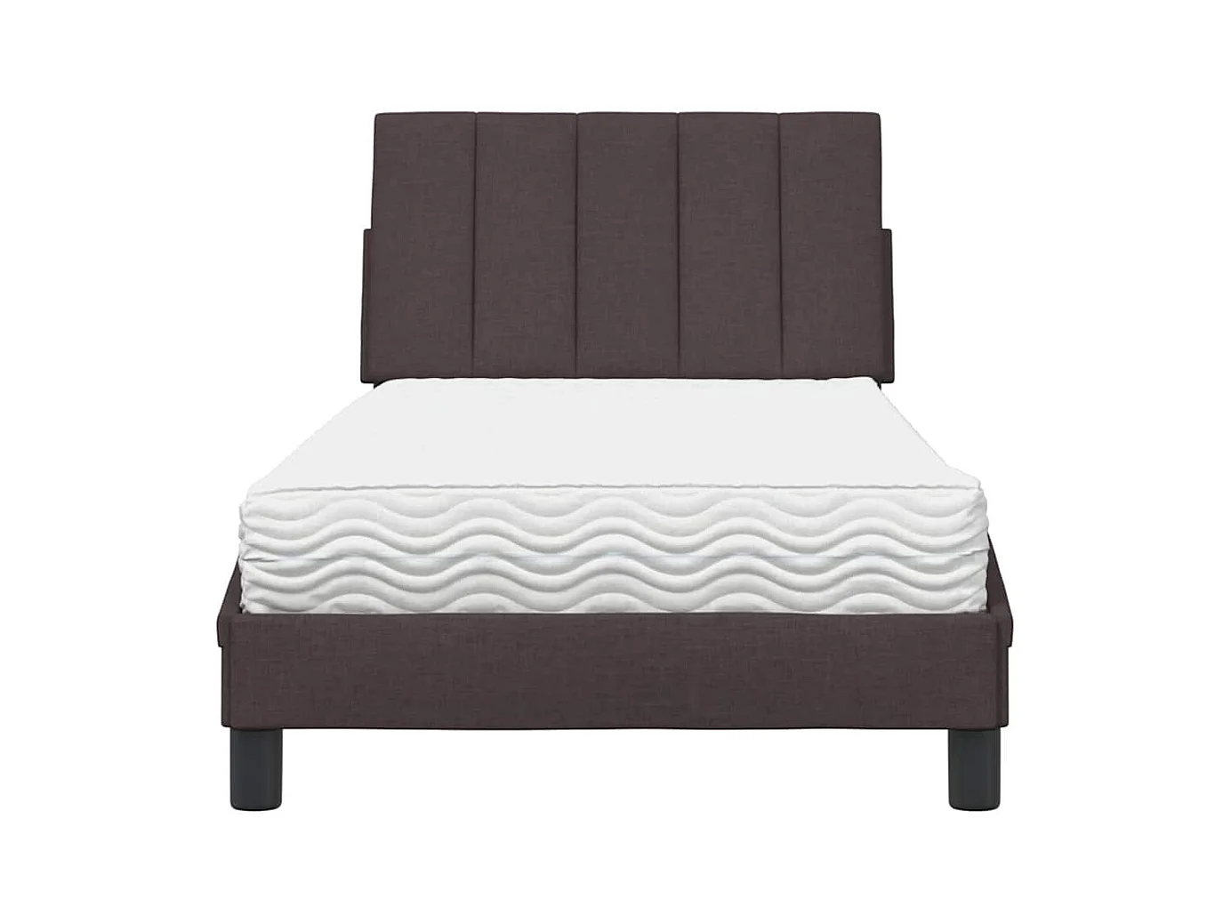 Cama con colchón de tela marrón oscuro de 90x200 cm