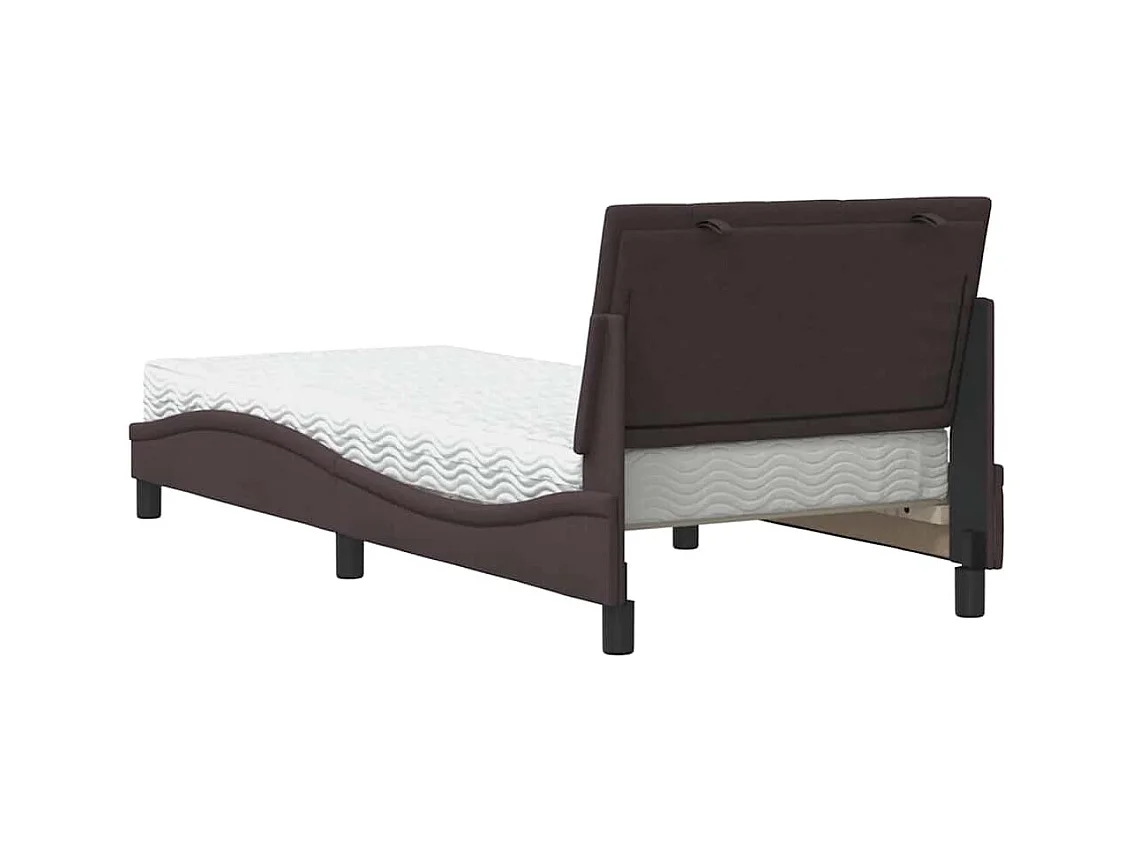 Cama con colchón de tela marrón oscuro de 90x200 cm