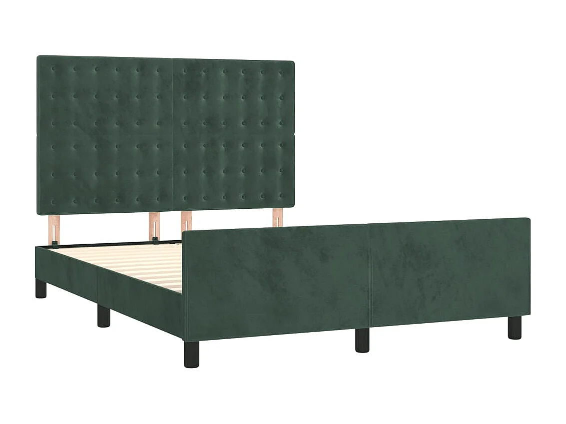 Cadre de lit sans matelas vert foncé 140x200 cm velours
