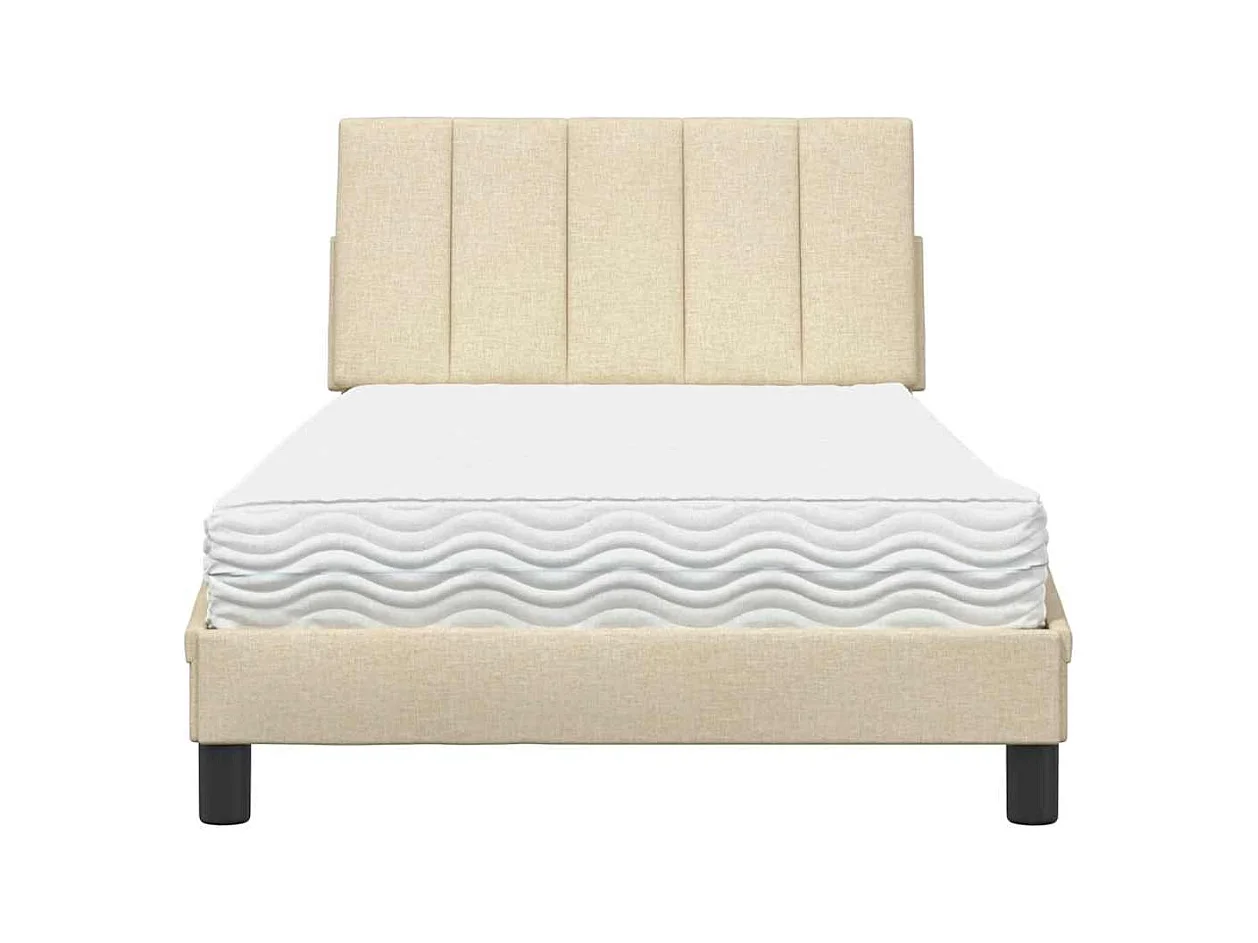 Bett mit cremefarbener Matratze 100x200 cm Stoff