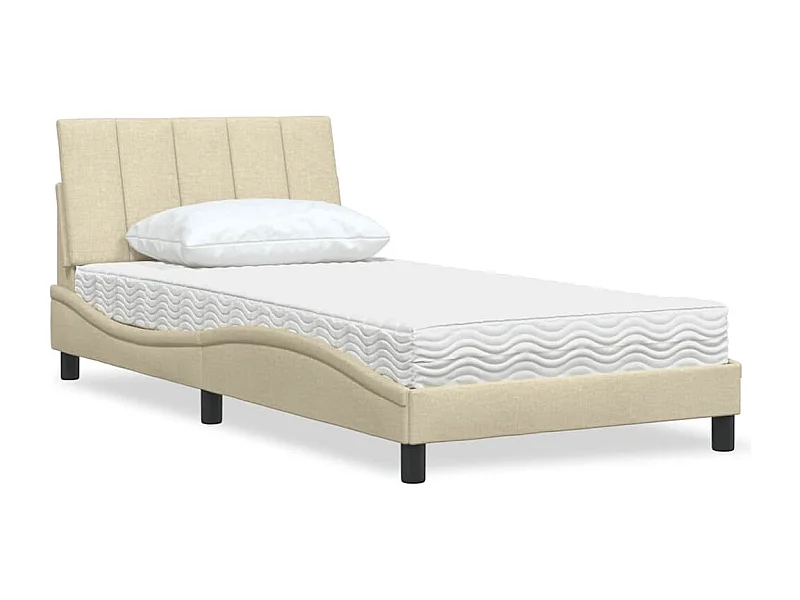 Letto con materasso color crema 100x200 cm in tessuto