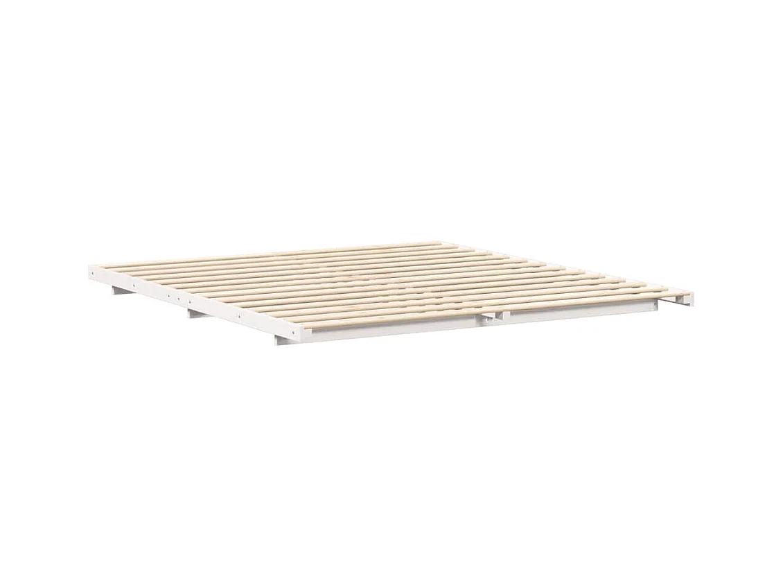 Verhoogd bedframe wit 200 x 200 cm massief grenenhout