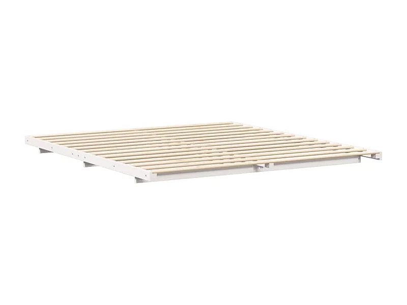 Struttura per letto rialzato bianco 200 x 200 cm in legno di pino massiccio