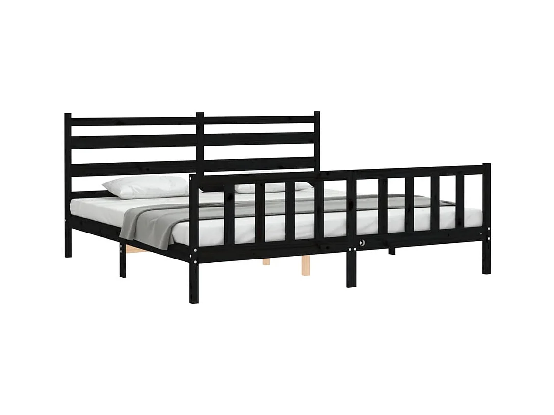 Struttura letto senza materasso nero 200x200 cm in legno massello di pino