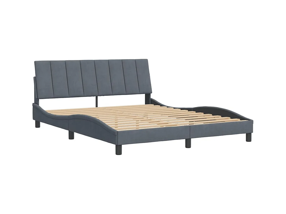 Bettgestell ohne Matratze dunkelgrau 160x200 cm Samt