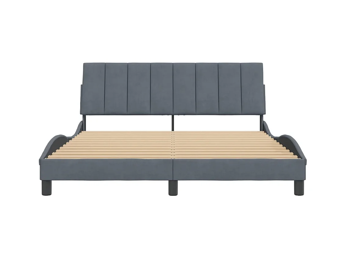 Bettgestell ohne Matratze dunkelgrau 160x200 cm Samt