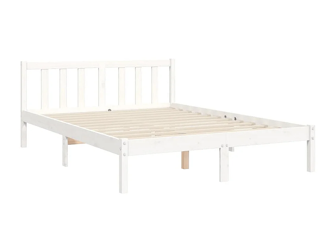 Struttura letto senza materasso bianco 140x190 cm in legno massello di pino