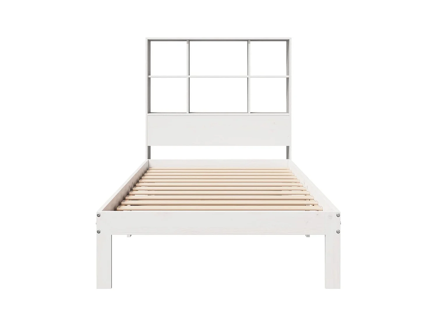 Lit bibliothèque sans matelas blanc 90x200cm bois de pin massif