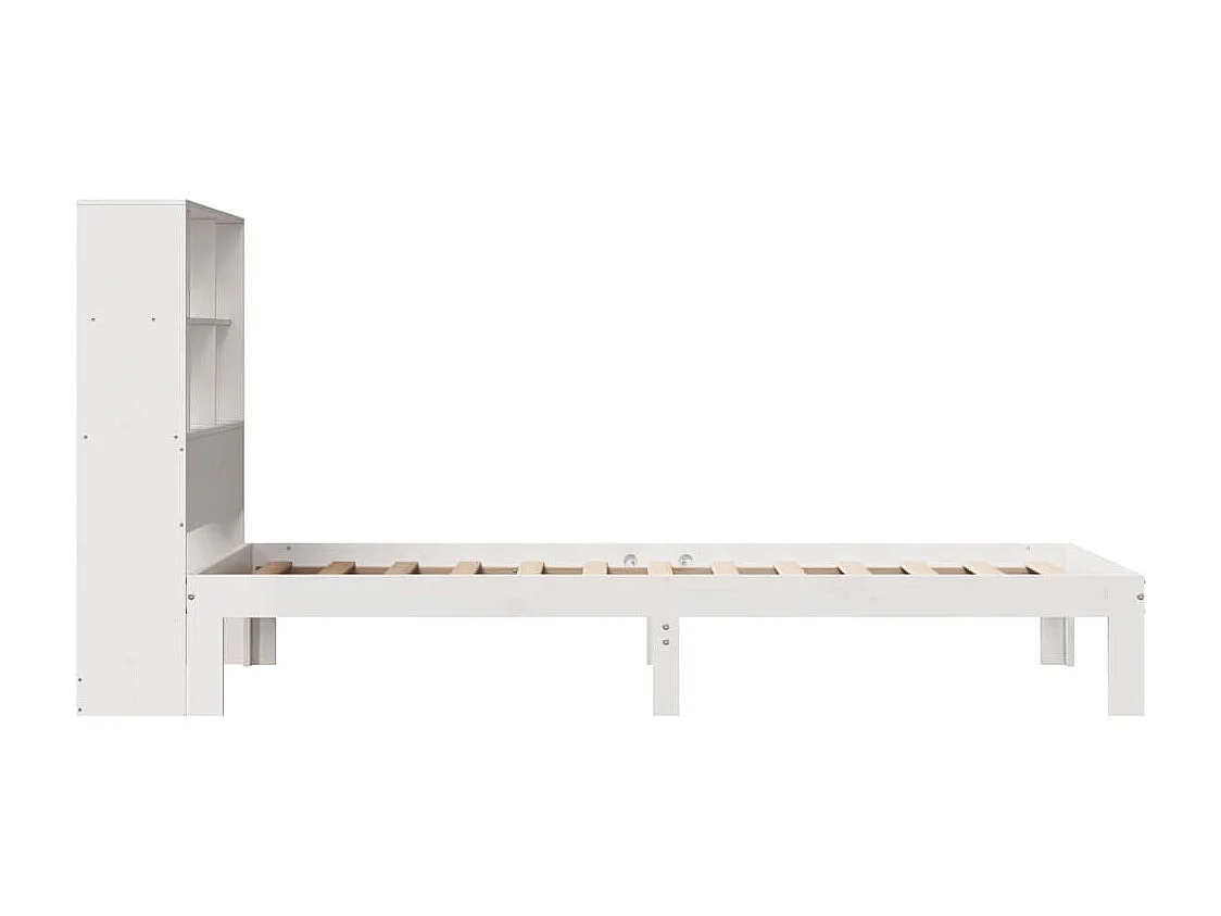 Lit bibliothèque sans matelas blanc 90x200cm bois de pin massif
